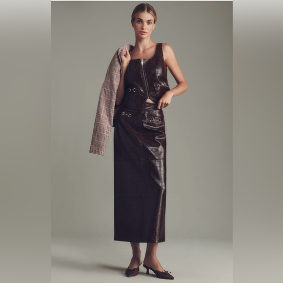 Avec Les Filles Dresses & Skirts - Avec Les Filles Dark Brown Leather Skirt and matching vest Sz M